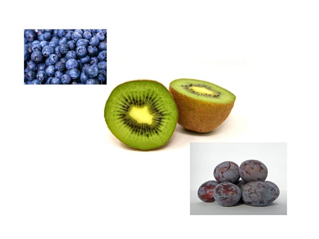 Blueberries, kiwi and plum for aging skin