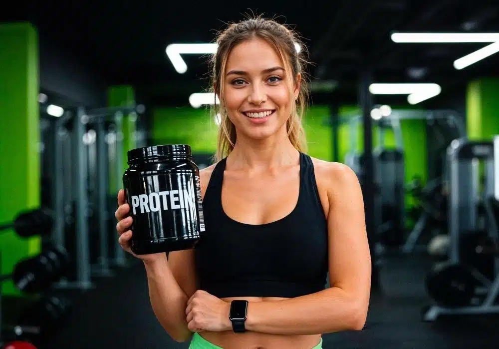 woman with whey protein and weight loss
