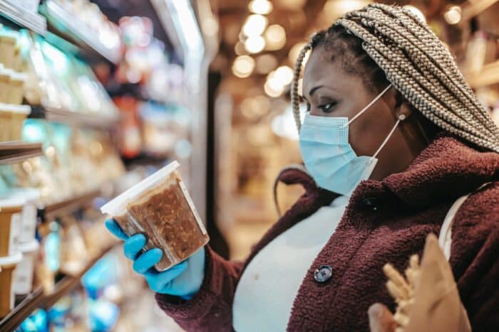 Food label, Woman, Supermarket, Healthy food
