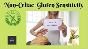 NCGS, non-celiac gluten sensitivity, woman showing a paper written gluten intolerance, Healthieyoo
