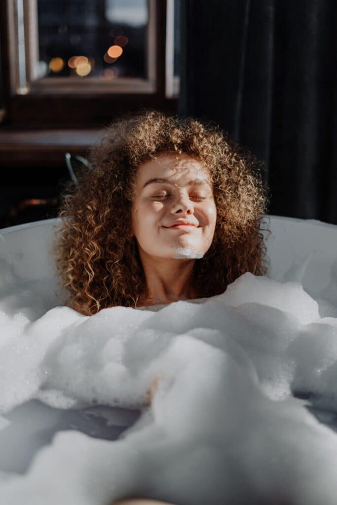woman bathing, skin microbiome