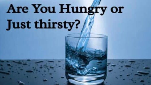 glass of water, are you hungry or thirsty written
