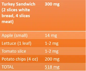 Average American Lunch composition