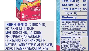 Food label showing Phosphate