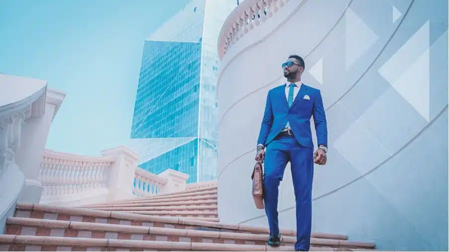 man with briefcase on stairs, external forces, action steps to be healthier