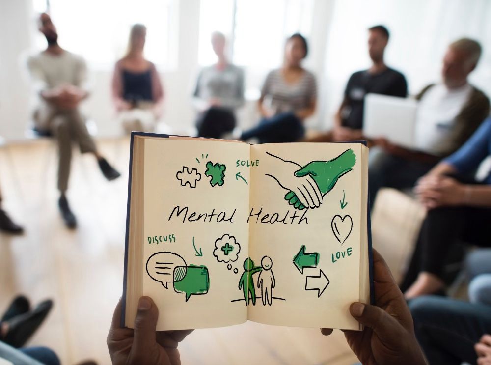 man and woman sitting on chair and communicating for mental health, passive communication