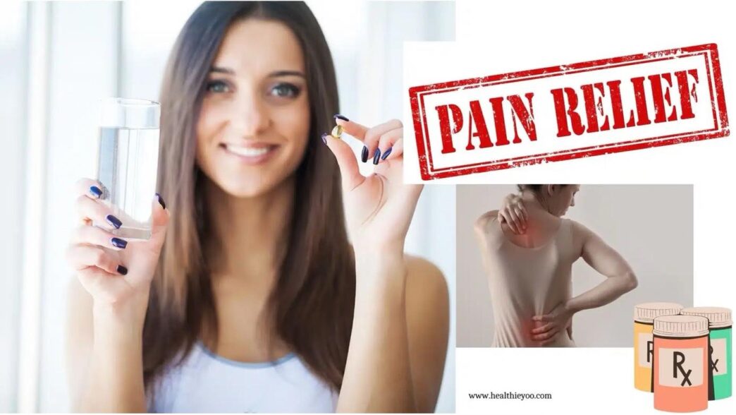 Woman showing tablet, Relief factor reviews for joint pain relief