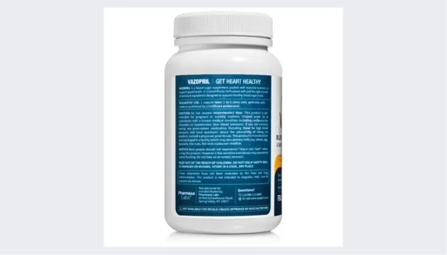 Vazopril bottle label in Vazopril reviews of Vazopril ingredients