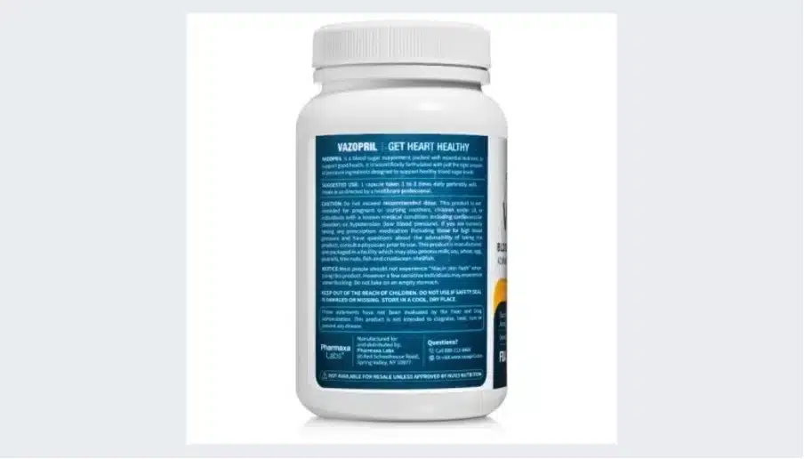 Vazopril bottle label in Vazopril reviews of Vazopril ingredients