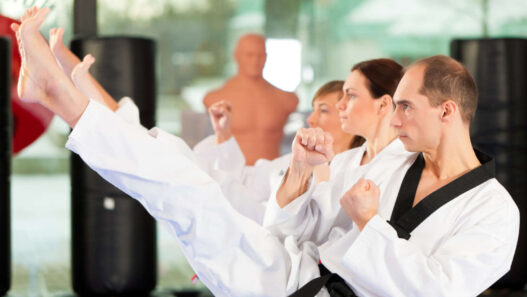 adults doing karate class