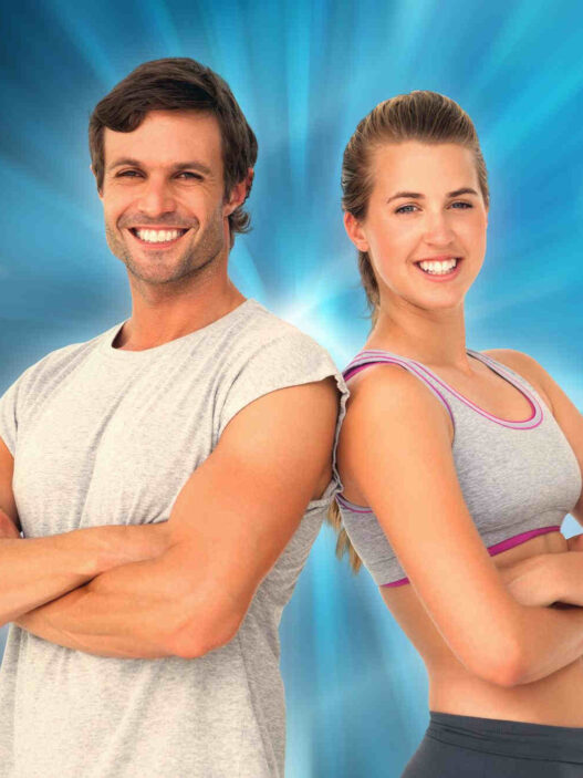creative wellness, happy man and woman