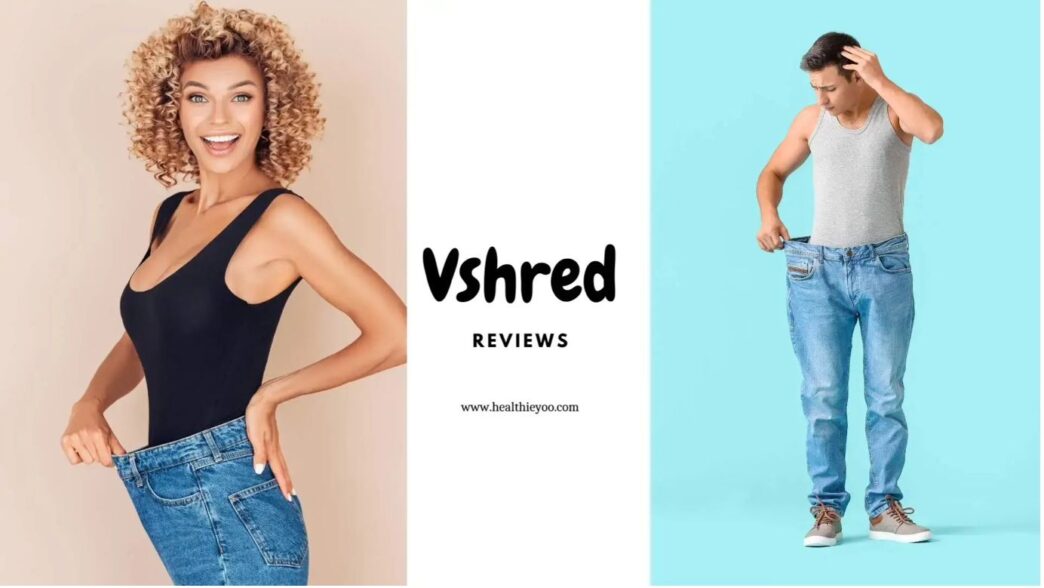 Vshred reviews, man and woman showing weight loss by loose jeans