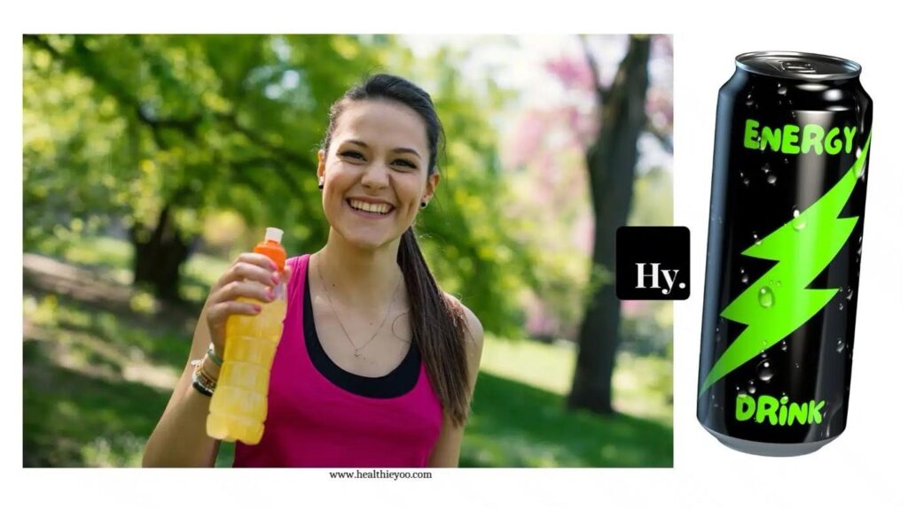 Woman showing Alani Nu Energy Drink