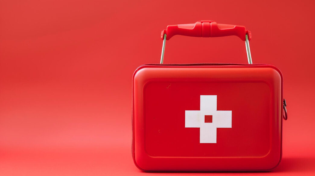 first aid box red color, safety first
