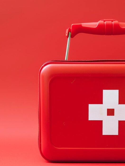 first aid box red color, safety first