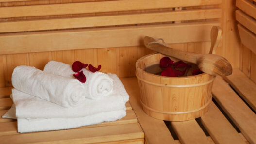 sauna therapy area with towels