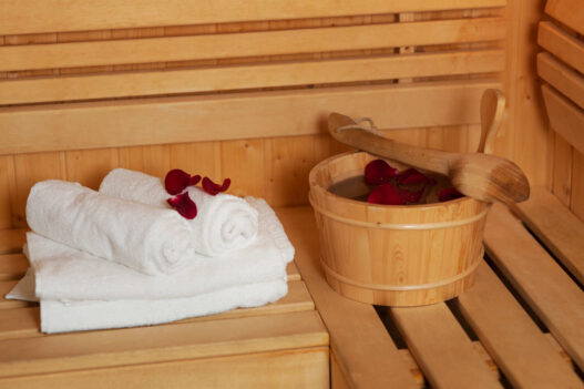 sauna therapy area with towels