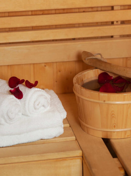 sauna therapy area with towels
