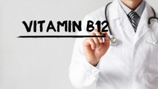 Doctor writing Vitamin B12
