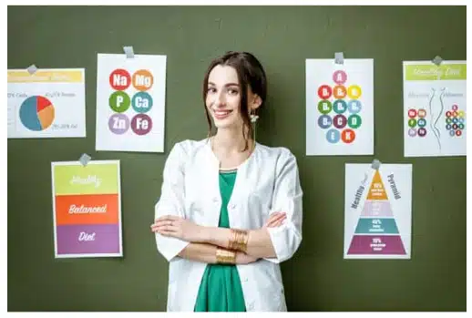 renal registered dietitian, RDN, renal dietitian with posters on minerals