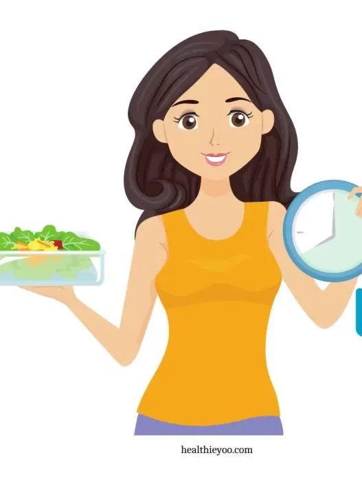 Intermittent fasting health benefits, types, weight loss, Girl holding clock and food