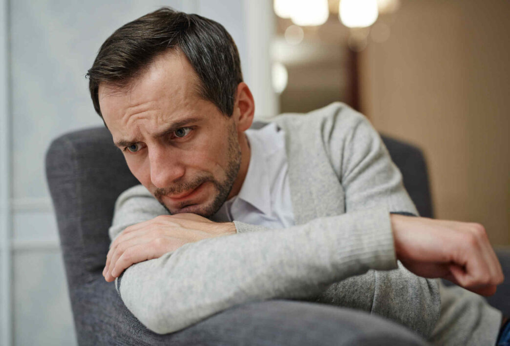 Man sitting and thinking, Manopause, The male menopause, Andropause