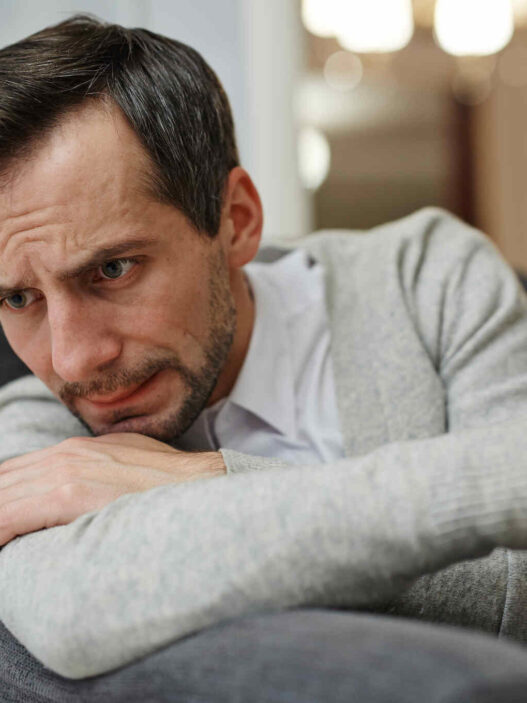 Man sitting and thinking, Manopause, The male menopause, Andropause