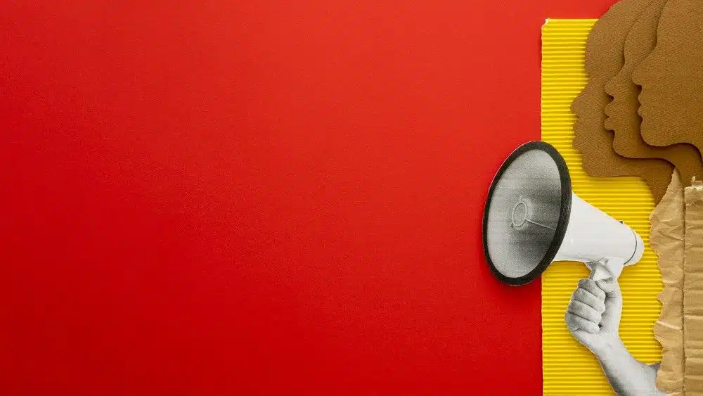 advertising disclosure, loudspeaker, red background, healthieyoo